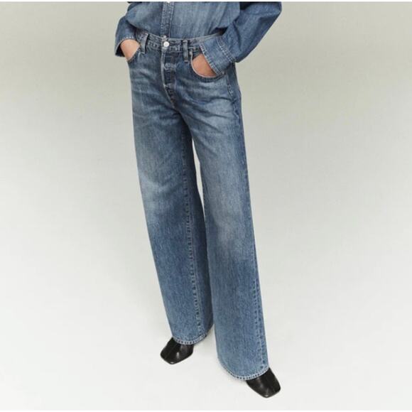 Citizens of Humanity Annina Jeans 24 Blue Denim High Rise Wide Leg Straight - Picture 15 of 16